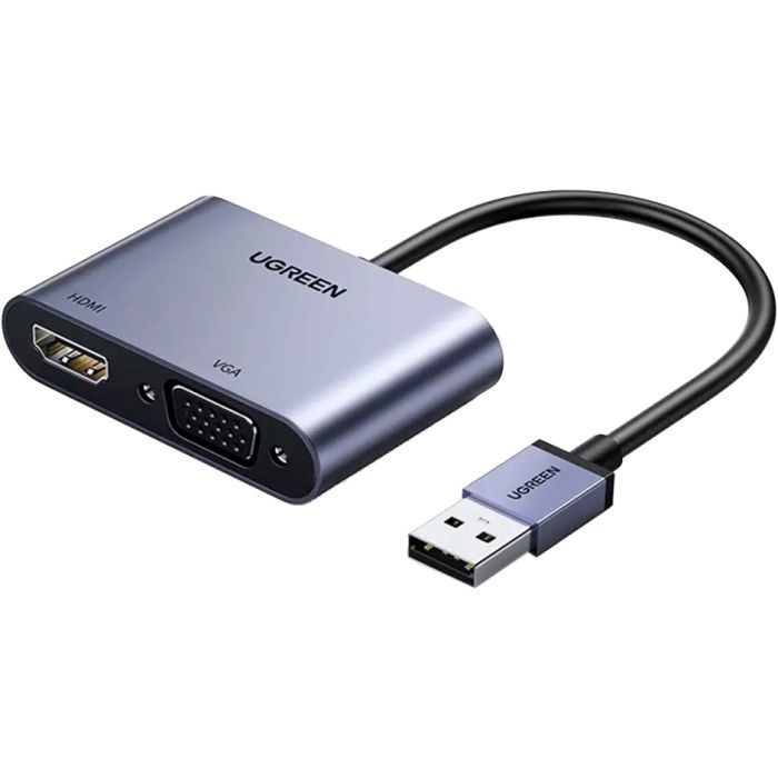 Переходник Ugreen USB 3.0 to HDMI + VGA CM449 gray Фото