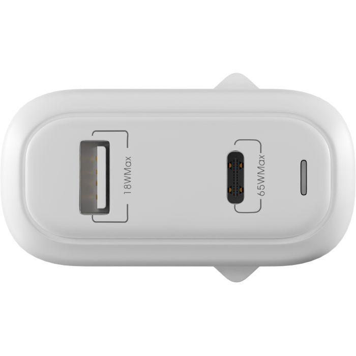 Зарядное устройство Globex GaN 1xUSB + 1xUSB-C 65W FastPower white Фото