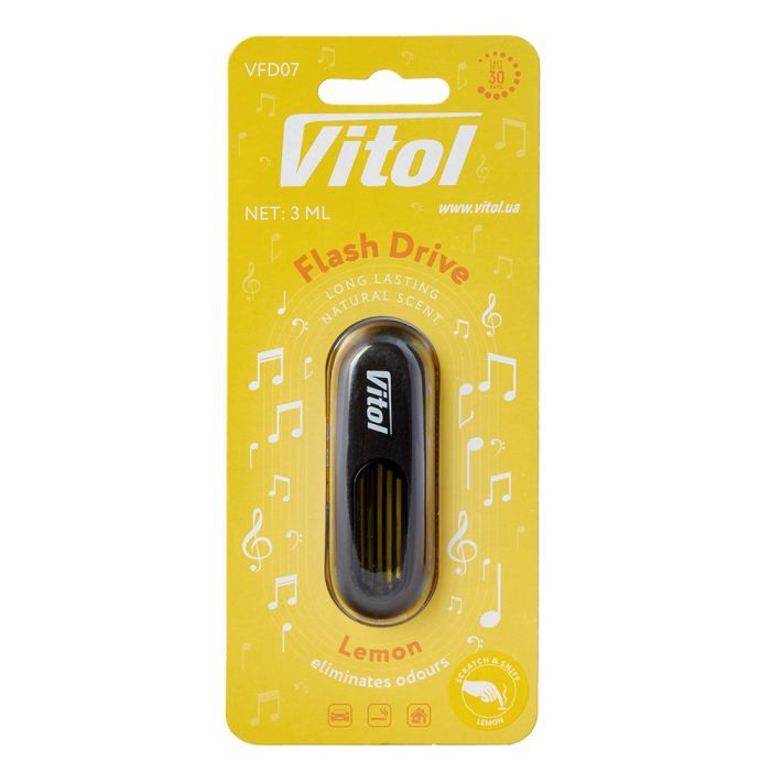 Ароматизатор для автомобиля VITOL Flash Drive Lemon Фото