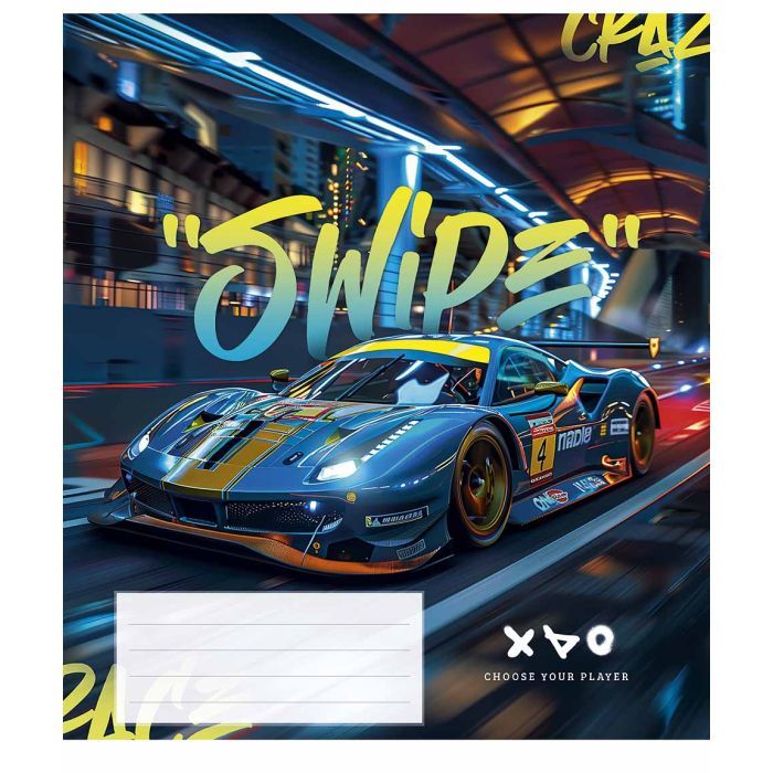 Тетрадь Школярик Night racers 36 аркушів клітинка Фото